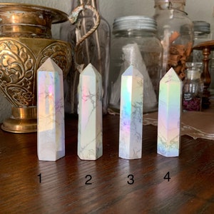 Aura Howlite Towers / Choose your Crystal / Angel Aura Crystals / Rainbow Aura Howlite