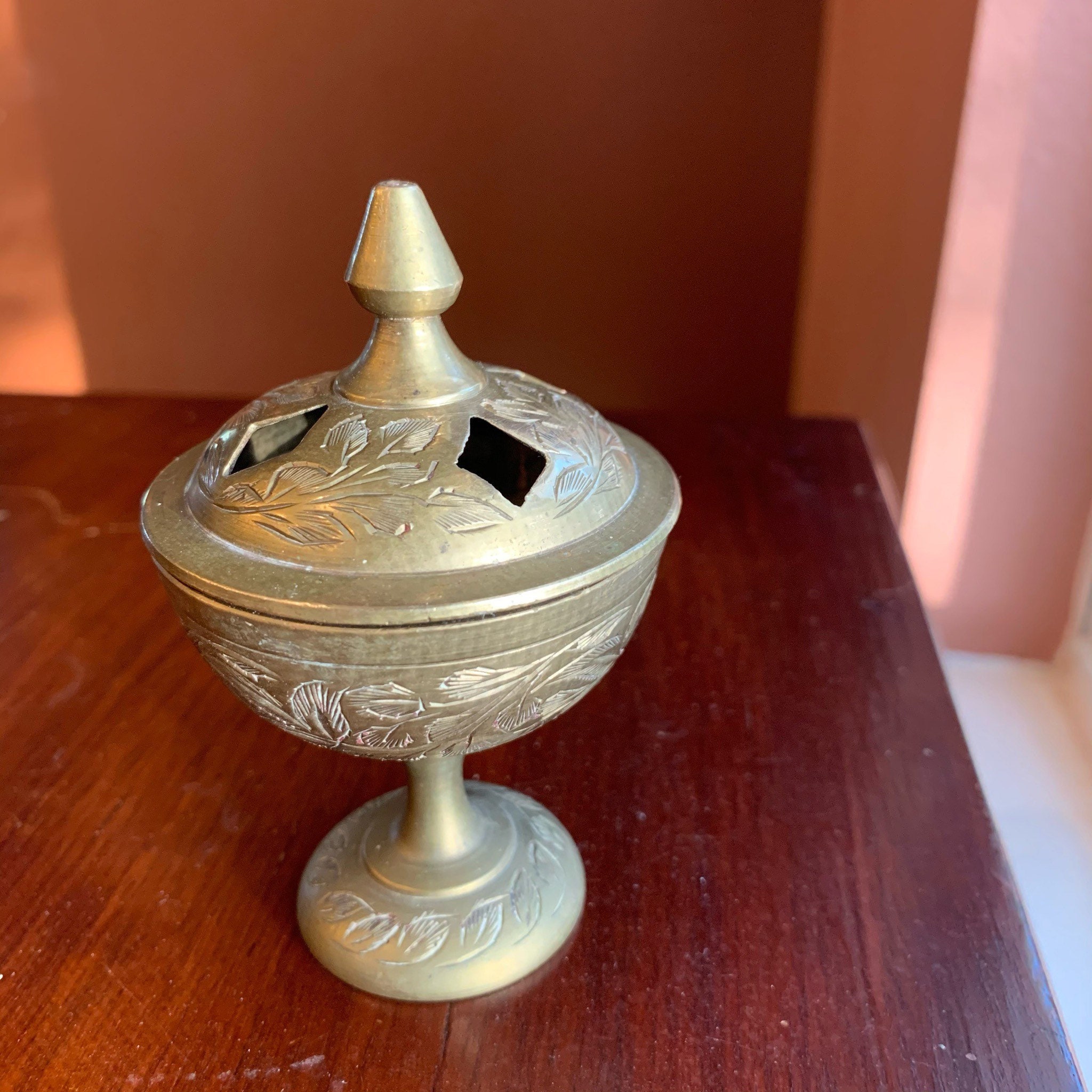 Vintage Indian Brass Incense Burner Etsy