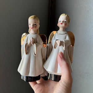Vintage Ceramic Christmas Angel Figurines Set