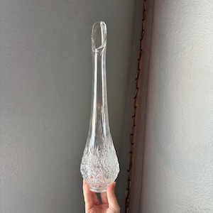 Vintage Fenton Clear Glass Swung Vase / Olde Virgia Pattern
