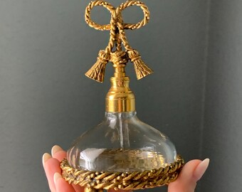 Vintage Perfume Bottle with Ormolu Bow and Tassle