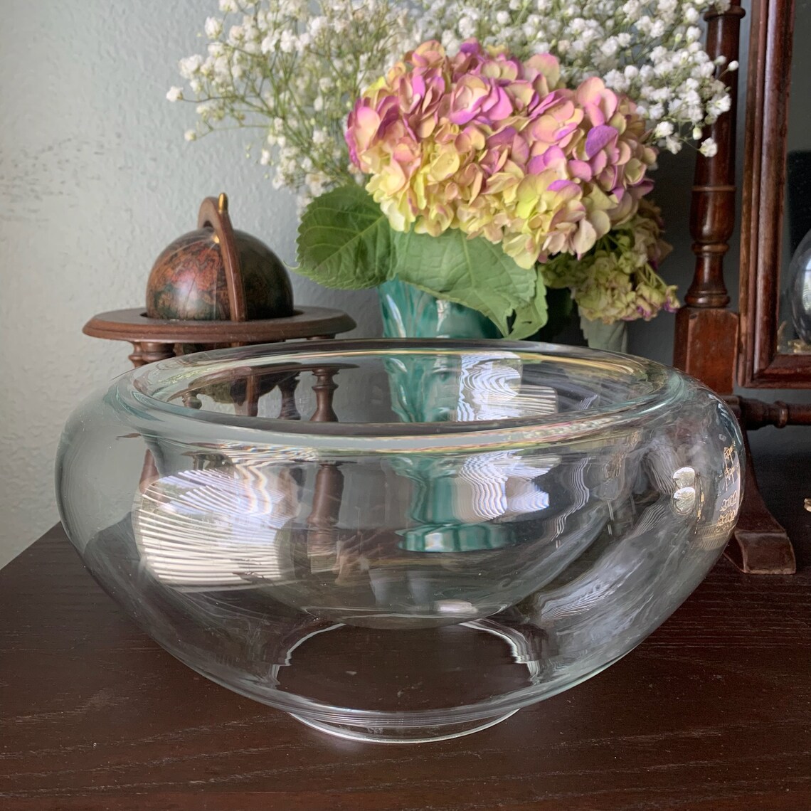 Vintage Glass Double Walled Bowl / Vintage Glass Centerpiece Etsy