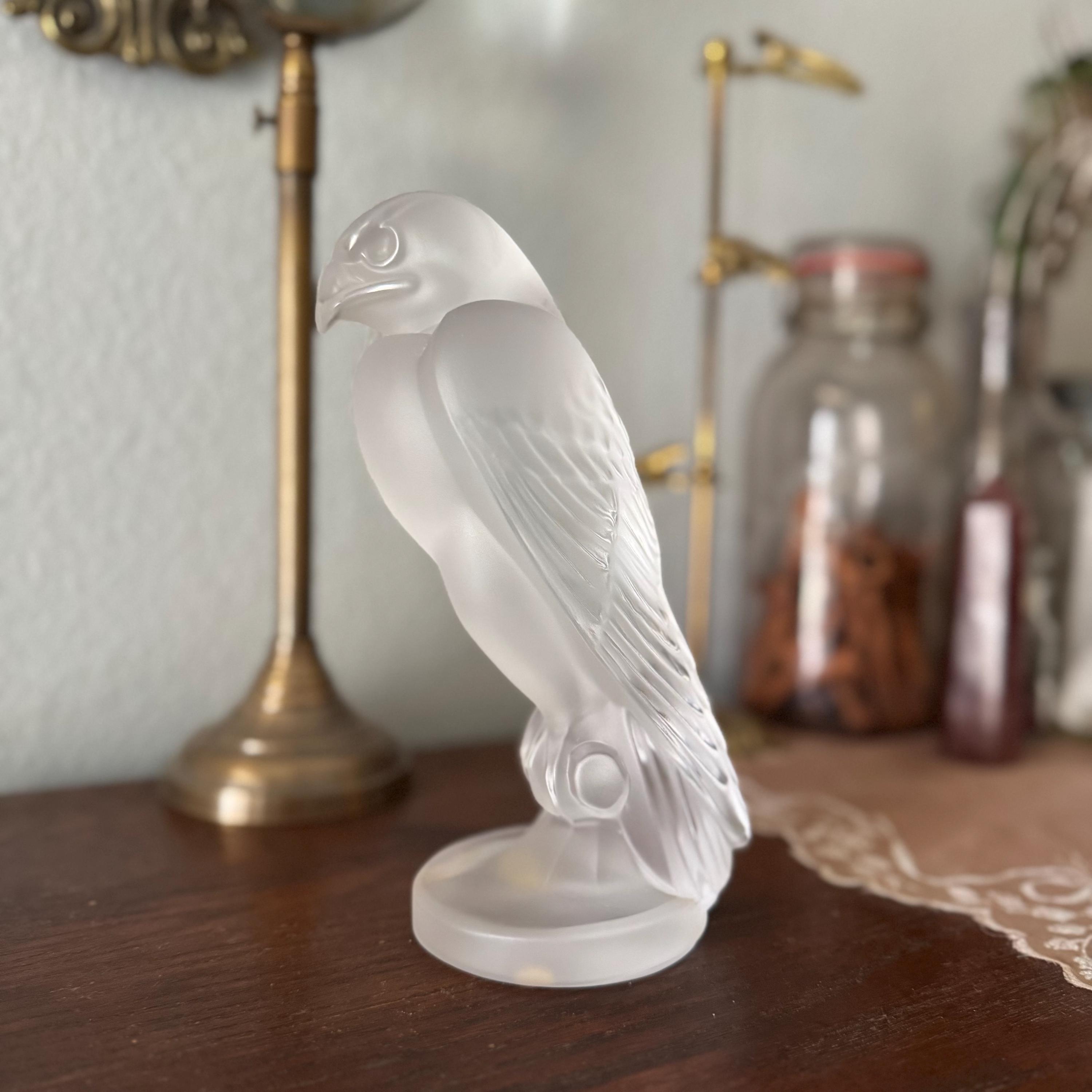 Vintage Crystal Sevres Falcon / Handcrafted Leaded Glass Falcon