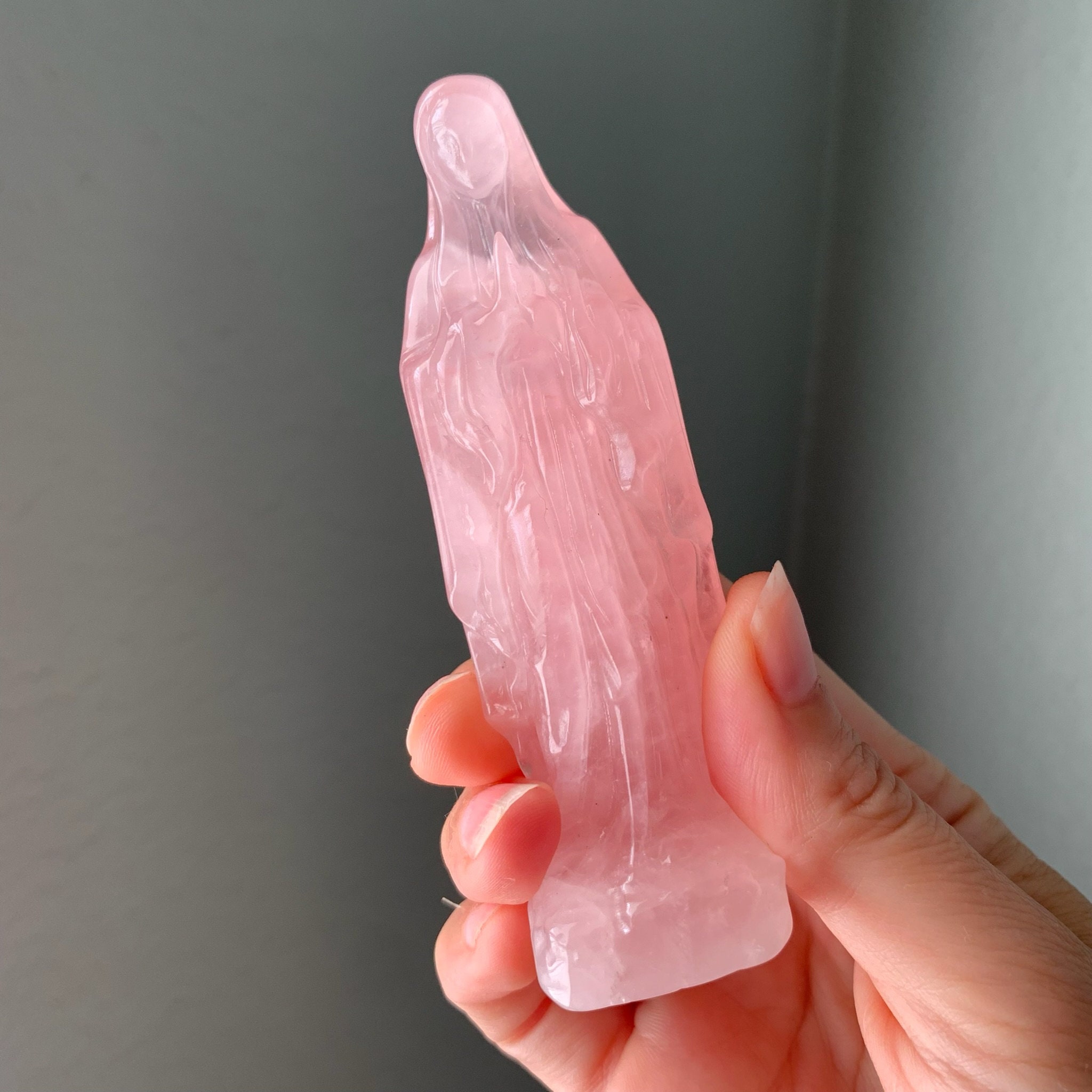 Quartz Mary Figures 4 Inch / Rose Quartz Mary / Clear Quartz Mary / Quartz  Goddess / Hand Carved Mother Mary / Choose Your Material