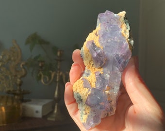 Cubic Purple Fluorite / Natural Raw Fluorite / Crystal Specimen / Fluorite Cluster / Mineral Specimen