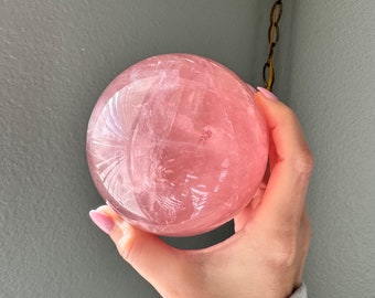 Large Star Rose Quartz with Rainbow / Rose Quartz Crystal Ball