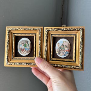 Vintage Set of Miniature Portrait Porcelain Cameos