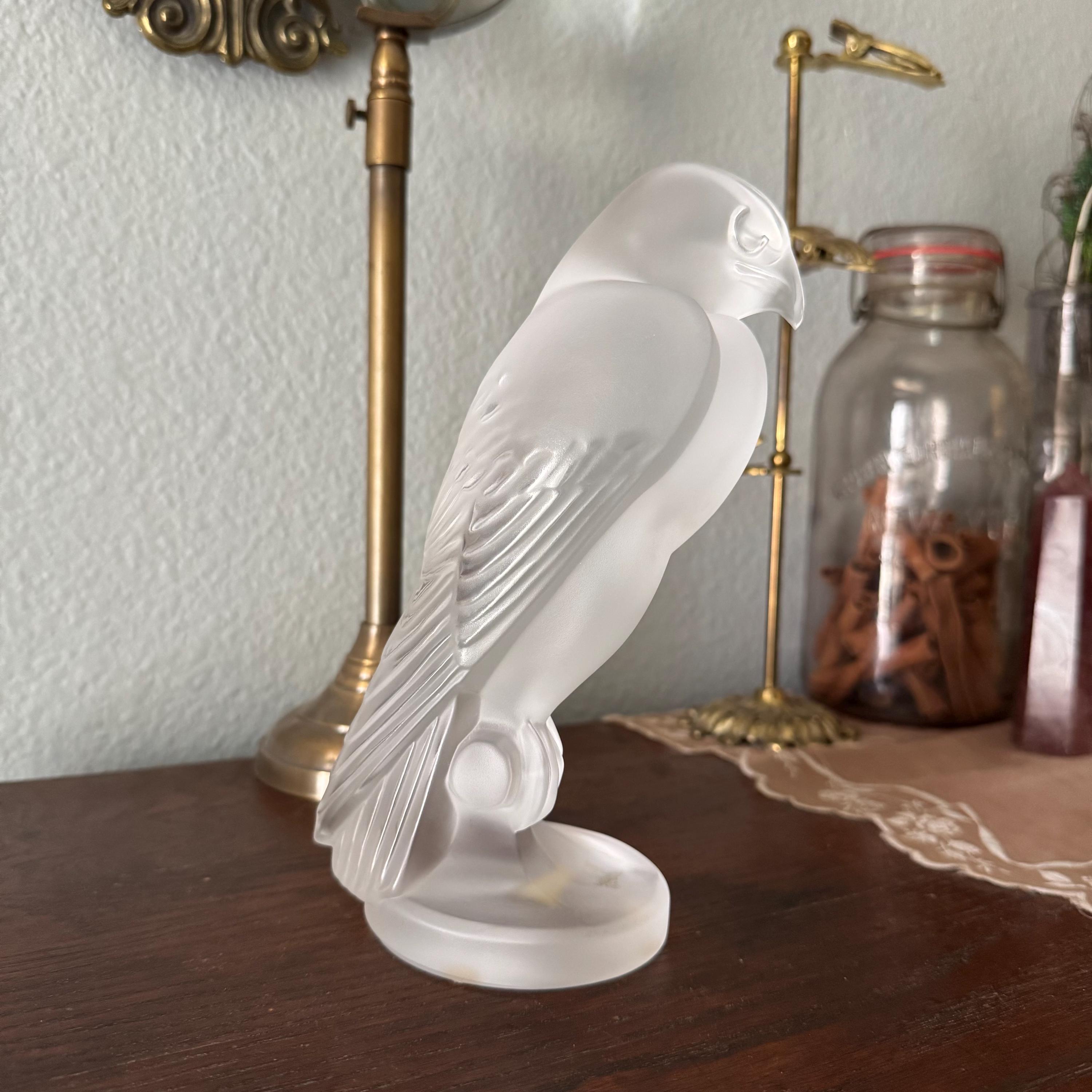 Vintage Crystal Sevres Falcon / Handcrafted Leaded Glass Falcon