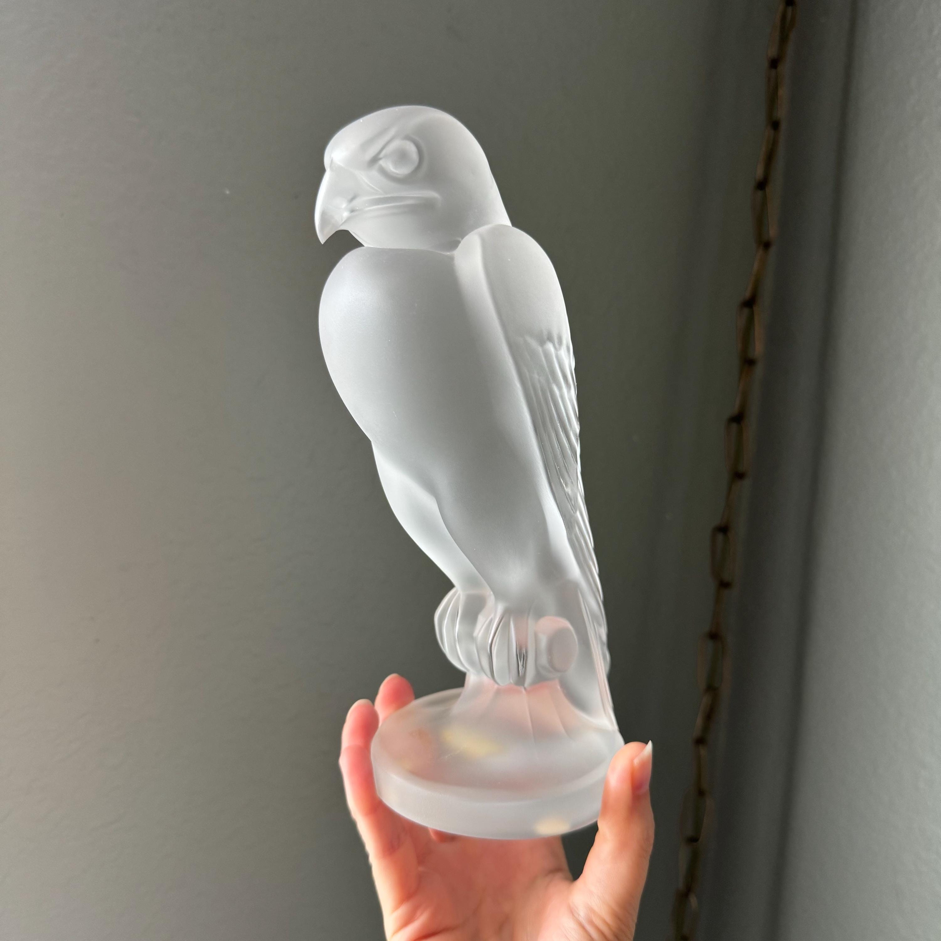 Vintage Crystal Sevres Falcon / Handcrafted Leaded Glass Falcon
