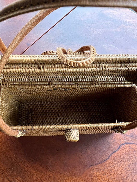 Handmade woven top handle bag vintage - Balinese - image 7