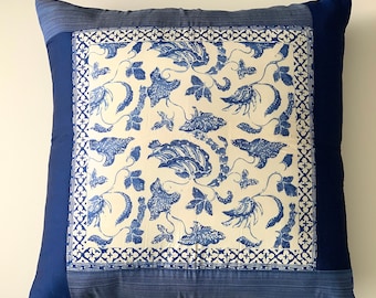 Batik pillow cover combination hand-stamped batik and handwoven lurik