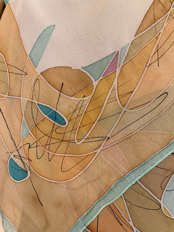 Sheer crepe silk abstract scarf - image 6