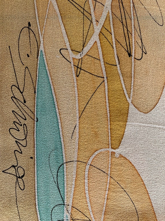 Sheer crepe silk abstract scarf - image 2