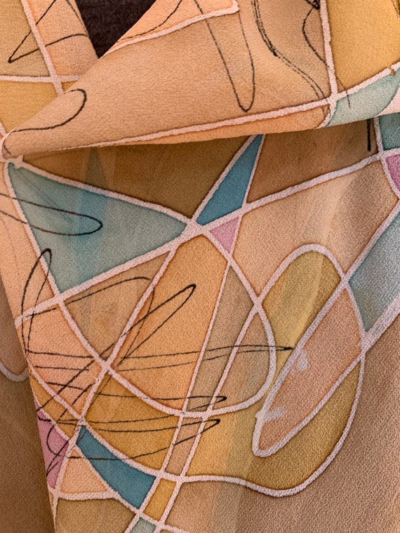 Sheer crepe silk abstract scarf - image 7