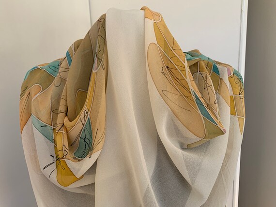 Sheer crepe silk abstract scarf - image 10