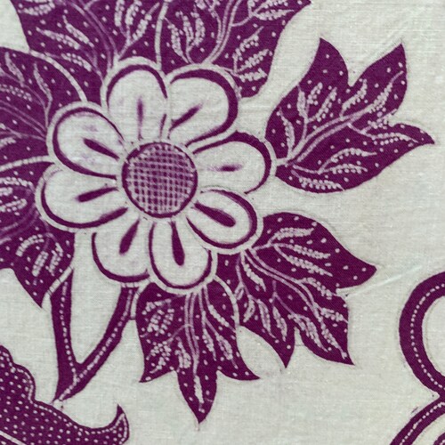 Fantastik floral batik tulis hip shops wrapper, purple on white