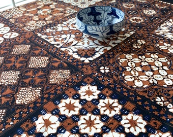 Table cloth batik cap,hand stamped wax resist. sogan color s34.5" x 35.5"