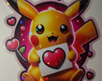 Entzückende Pokemon Valentinstag Aufkleber !! Holographisch & Wasserfest!