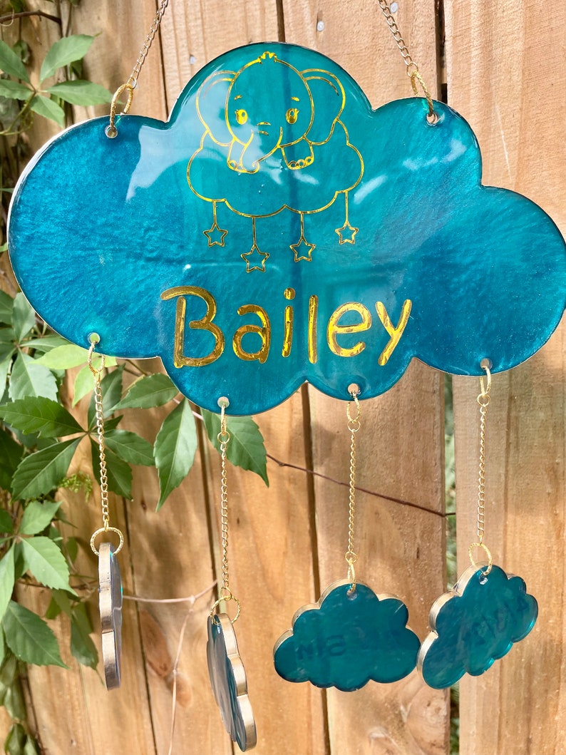 Baby Cloud Mobile Birth Plate Mobile Baby Shower Gift Etsy