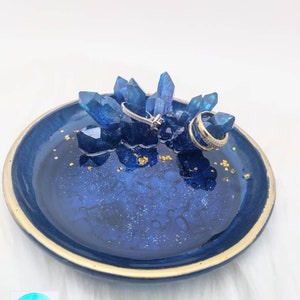 Crystal Ring Dish, Resin Jewelry Dish, Jewelry Holder with Crystals