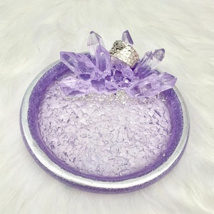 Lilac Crystal Ring Dish, Resin Jewelry Holder, Jewelry Storage, Gifts for her