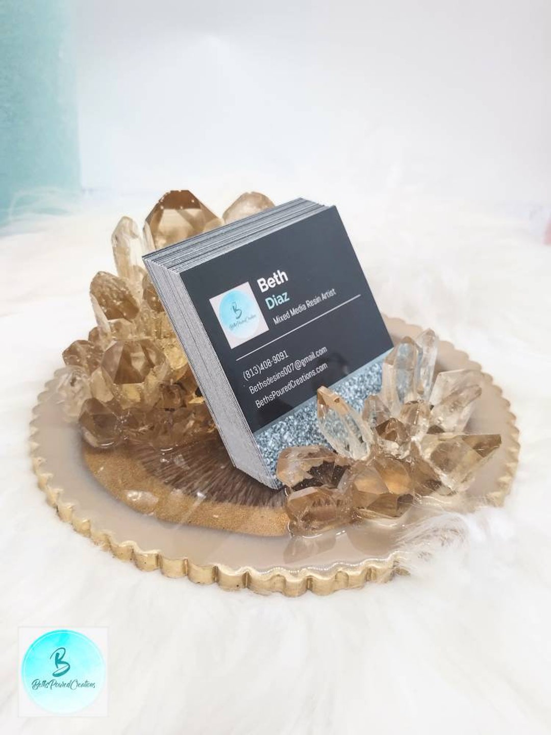 Crystal Business Card Holder, Crystal Citrine Business Card Holder