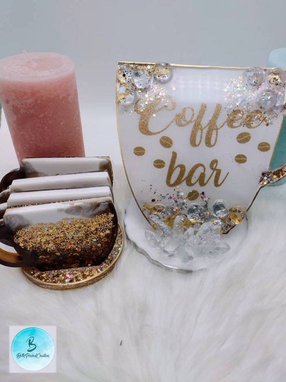 Coffee Bar Tray Coffee Mug Tray Set Decorative Trays Resin Etsy