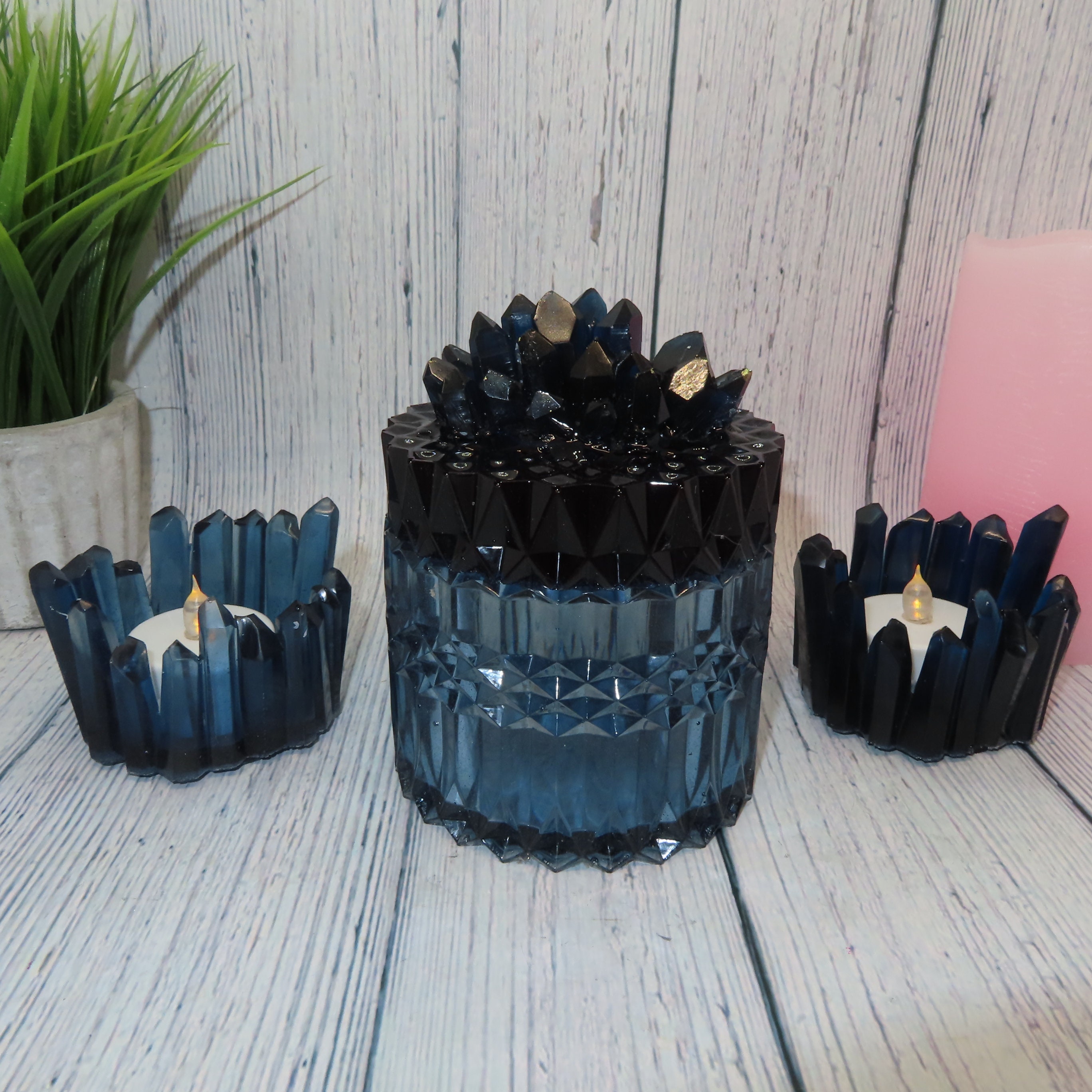 Vintage Navy Blue Jar with Lid Decorative Jar with Crystals Etsy