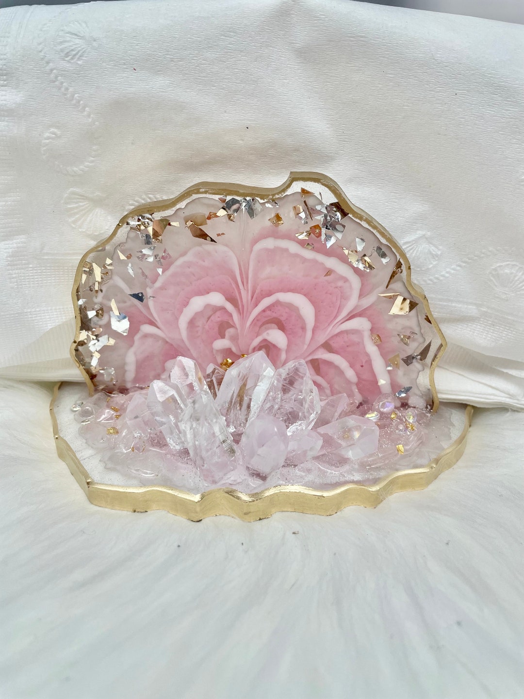 Pink Napkin Holder, Unique Napkin Holder, Crystal Napkin Holder, Formal