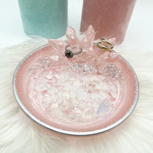 Super Sparkly Crystal Ring Dish, Resin Jewelry Holder, Baby Pink Ring Dish, Gifts for her