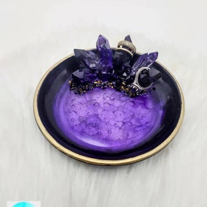 Purple Crystal Ring Dish, Resin Jewelry Holder, Jewelry Storage, Gifts for her