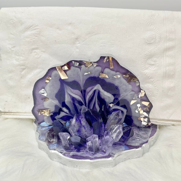 Purple Napkin Holder, Unique Napkin Holder, Crystal Napkin Holder, Formal Napkin Holder