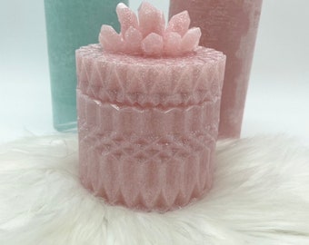 Baby Pink Jar With Lid, Resin Jar, Bathroom Decor, Christmas Gift, Jewelry Storage, Candy Jar, Stash Jar