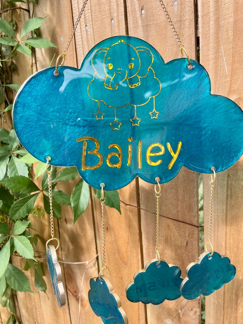 Baby Cloud Mobile Birth Plate Mobile Baby Shower Gift Etsy
