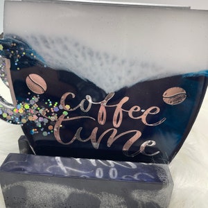 Coffee Cup Coasters, Navy Blue Coaster Set, Resin Art Coasters, Cool Coasters, Unique Coasters, image 6