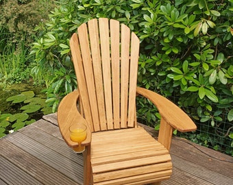 Bequemer Gartenstuhl Adirondack Deckchair Typ Kitchissippi von der MMB aus Vollholz, für Terrasse und Garten