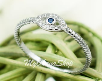 925 Sterling Silver Evil, Wisdom Eye Ring For Boys, Girls, Women.  Dainty, Stackable, Egyptian All Seeing Eye Design For Pinky To Thumb Ring