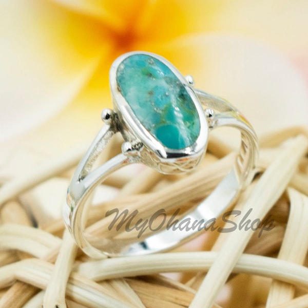 925 Sterling Silver Blue Green Turquoise Ring For Women.  14mm Genuine Turquoise or Onyx Ring For Statement, Index, Middle, or Pinky Ring.