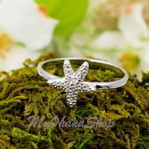Silver Baby Starfish Ring For Teens, Girls, Women, Children.  Beachy Ocean Wave, Sea Life, Nautical Mermaid Jewelry.  Children, Pinky Rings.