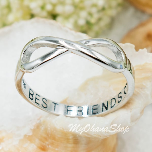 925 Sterling Silver Best Friends Ring For Girls, Women.  BFF Infinity Symbol Ring.  Friendship, Life Partner Ring. Valentine's Day Gift.