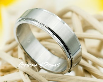 Roestvrijstalen fidget-spinnerring voor heren en dames. 7 mm band. Stressverlichting, angstring voor pink, midden, wijzer, duimband.