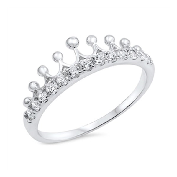 925 Silver Princess, Queen Crown Jewels Ring For Women, Teen Girls, Children. Royal Homecoming County Fair Peangant Beauty Ring For Her.