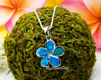 Sterling Silver Small Multicolor Lab Opal Hawaiian Plumeria Flower