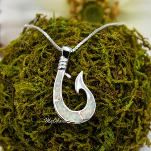 Hook necklace for men, men's necklace with silver hook pendant