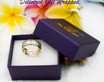 14K Gold Seven Flowers Hawaiian Ring for Women, Girls. 8mm