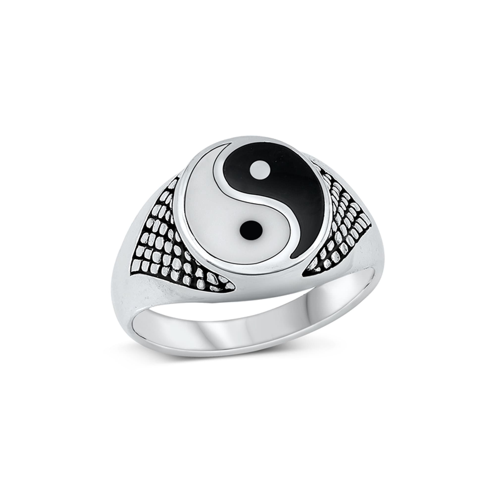 SILVER925 YING YANG DESIGN RING/シルバー/リング 925 Sterling Silver Yin Yang Ring for Men, Women. Black & White