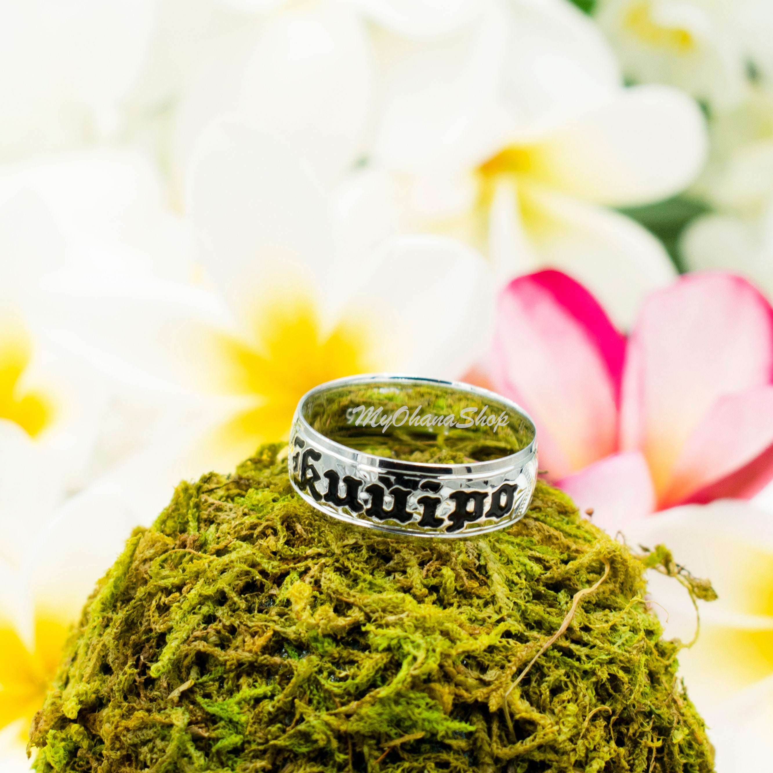 Genuine 8mm Sterling Silver Hawaiian Ring – Kuuipo Scroll Design – Sizes 3 To 14