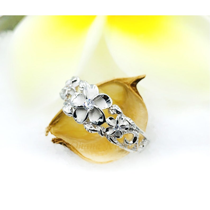 Sterling Silver Hawaiian Plumeria Ring. 14K Gold Rose Gold Etsy