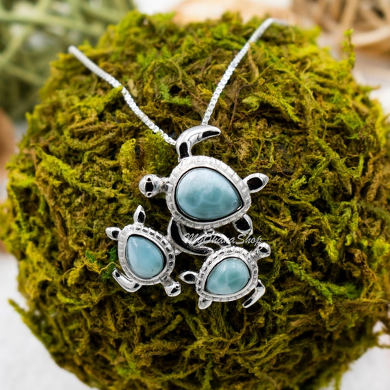 Larimar Polynesian Honu Turtle Pendant Larimar Polynesian Honu Turtle Pendant