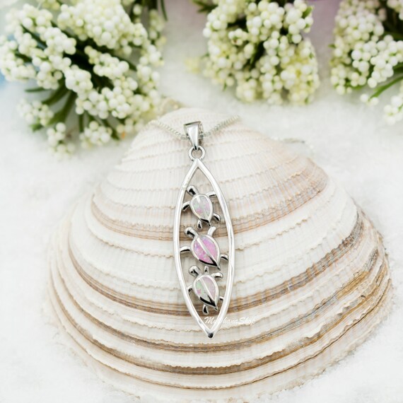 Sterling Silver Honu 3 Sea Turtle Water of Life Teardrop Pendant Sterling Silver Honu 3 Sea Turtle Water of Life Teardrop Pendant